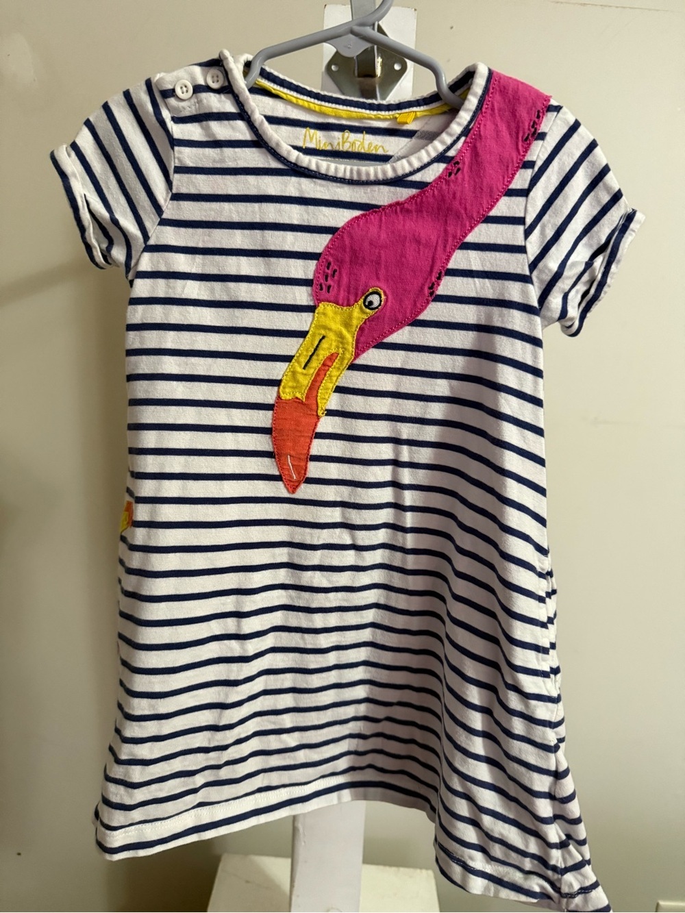 Mini Boden Kids' Flamingo Appliquรฉ Dress